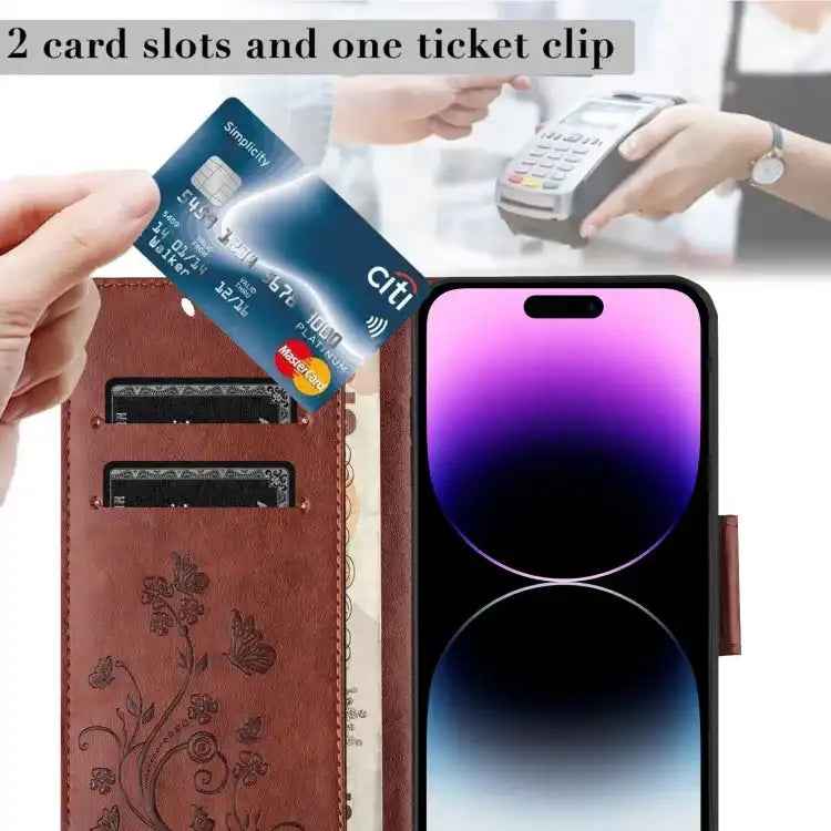 Butterfly Flower Pattern Flip Leather Phone Case