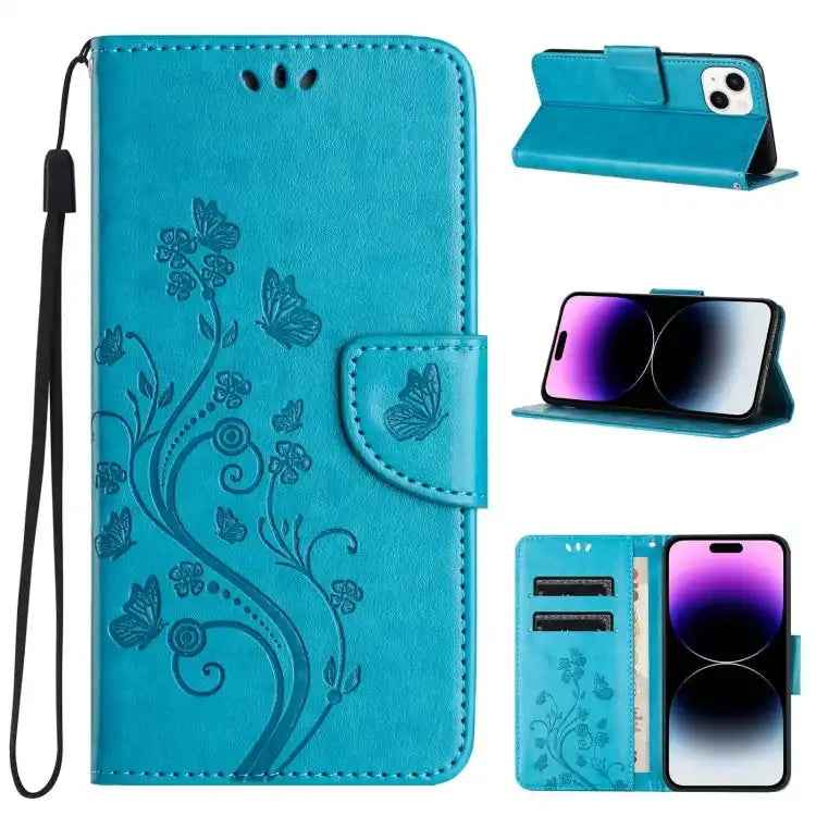 Butterfly Flower Pattern Flip Leather Phone Case