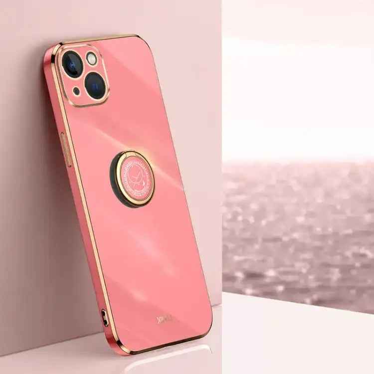 XINLI Straight Edge 6D Electroplate TPU Phone Case with Ring Holder