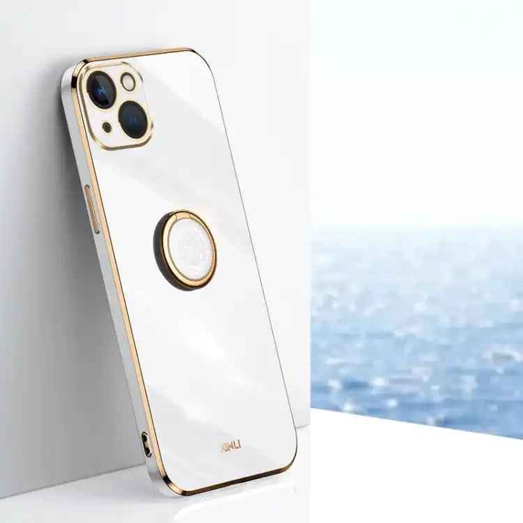 XINLI Straight Edge 6D Electroplate TPU Phone Case with Ring Holder