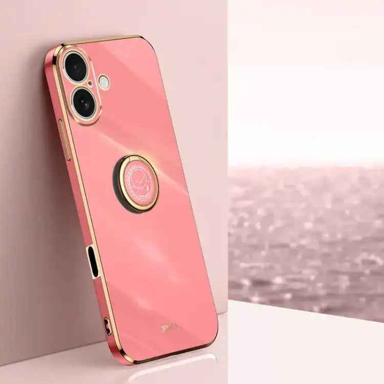 XINLI Straight Edge 6D Electroplate TPU Phone Case with Ring Holder