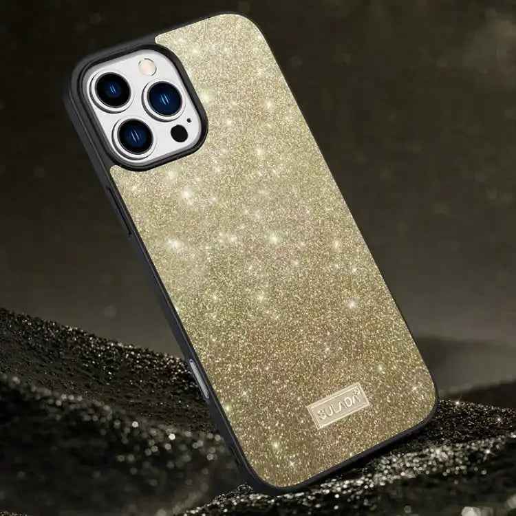 SULADA Glittery PC Hybrid TPU Handmade Leather Phone Case