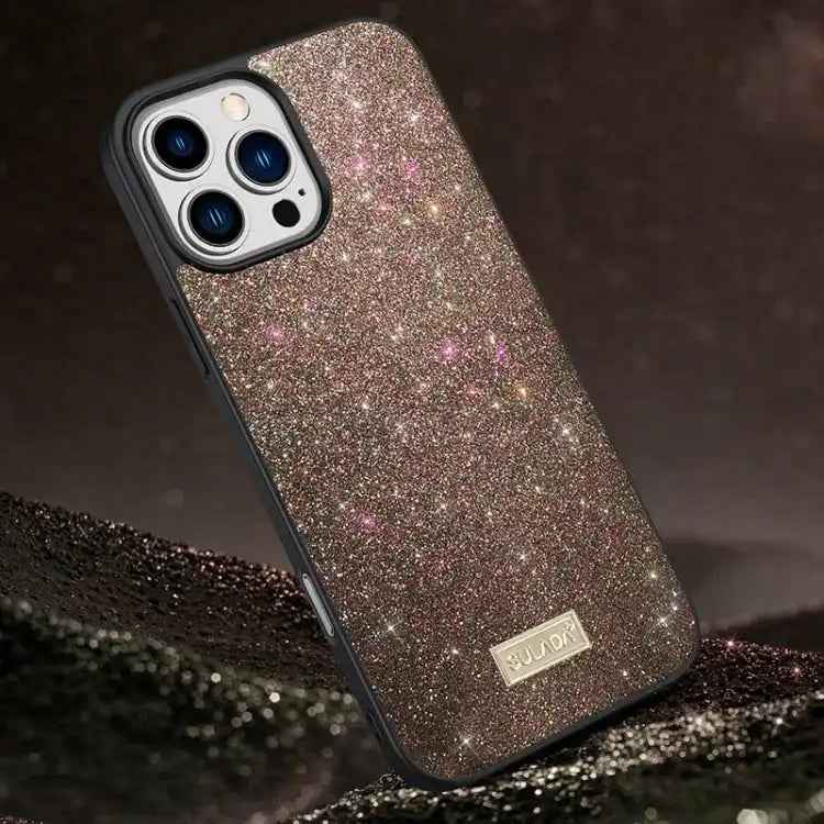 SULADA Glittery PC Hybrid TPU Handmade Leather Phone Case