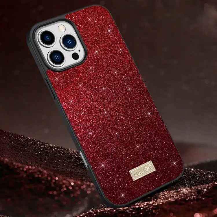 SULADA Glittery PC Hybrid TPU Handmade Leather Phone Case