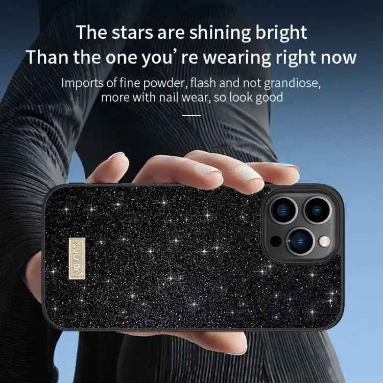 SULADA Glittery PC Hybrid TPU Handmade Leather Phone Case