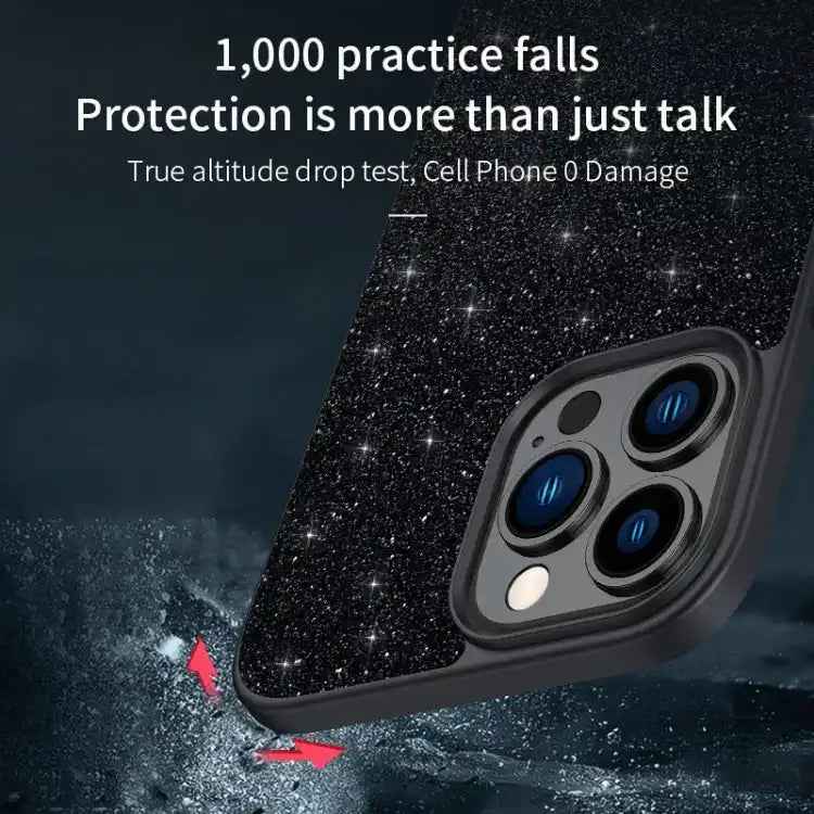 SULADA Glittery PC Hybrid TPU Handmade Leather Phone Case