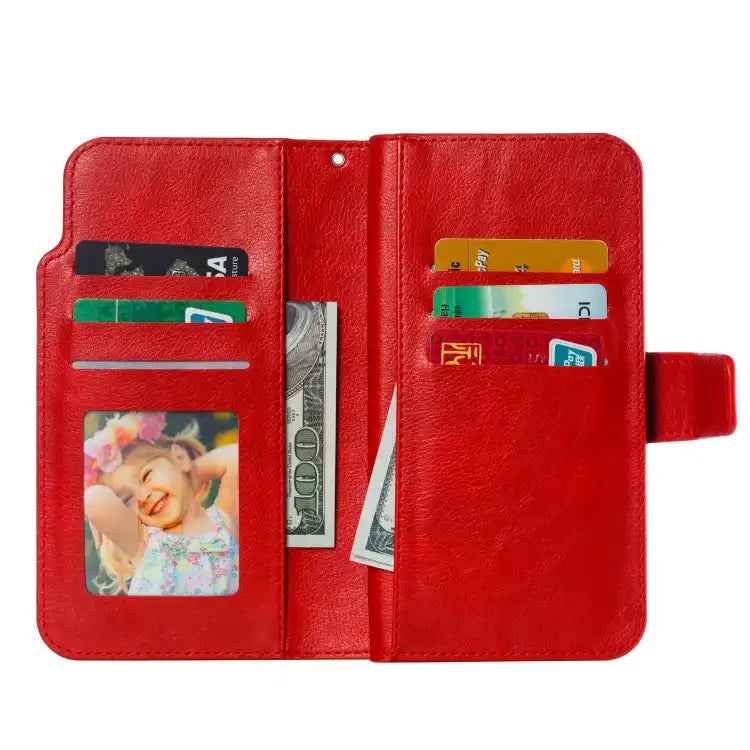 Tri-Fold 9-Card Wallets Leather Phone Case