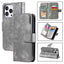Tri-Fold 9-Card Wallets Leather Phone Case