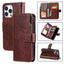 Tri-Fold 9-Card Wallets Leather Phone Case