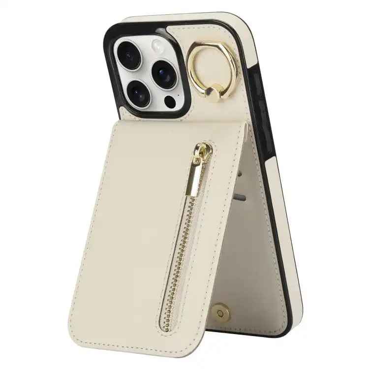 Retro Ring and Zipper RFID Card Slot Phone Case