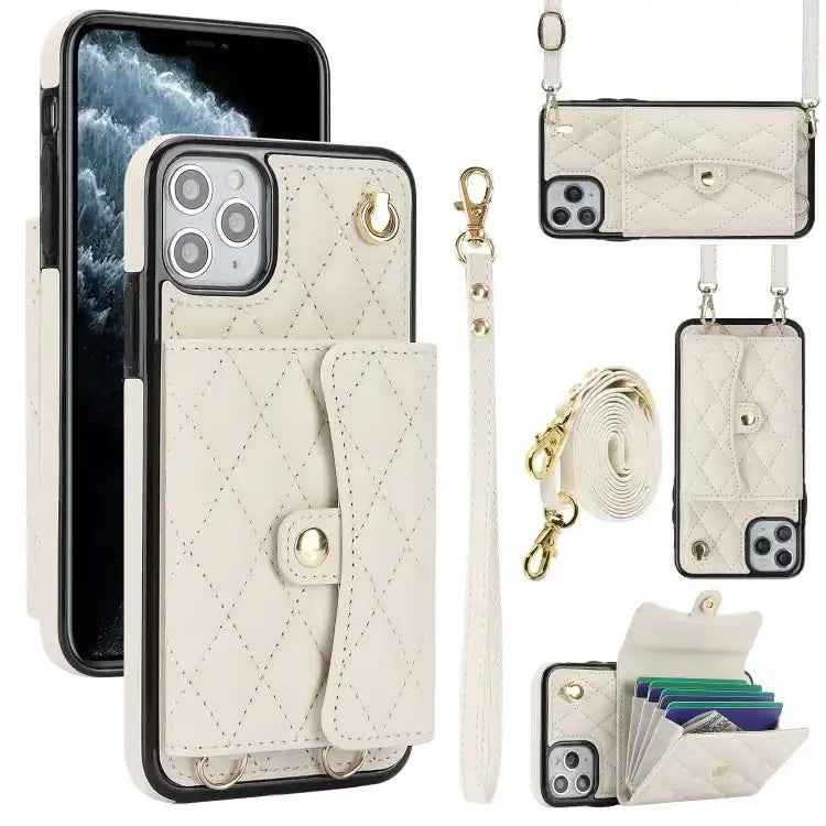 Crossbody Rhombic Horizontal Wallet Leather Phone Case