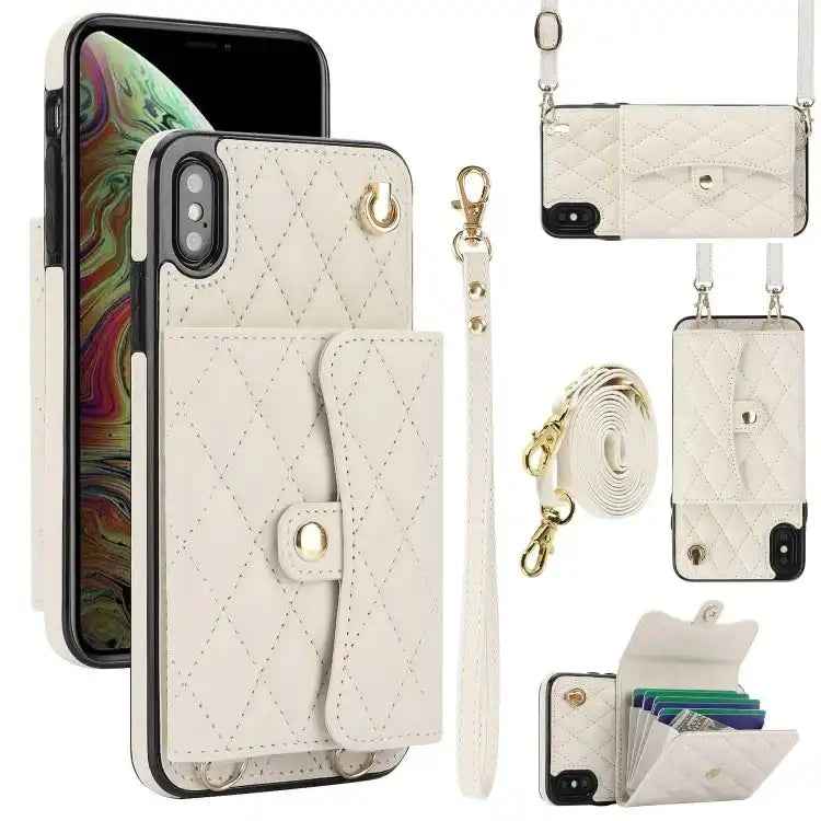 Crossbody Rhombic Horizontal Wallet Leather Phone Case