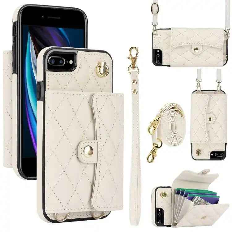 Crossbody Rhombic Horizontal Wallet Leather Phone Case