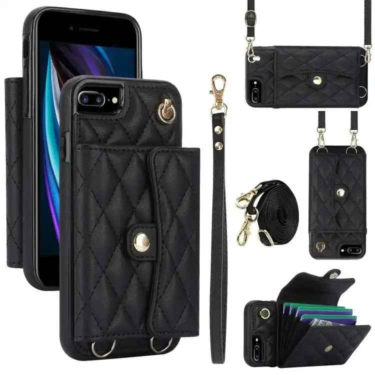 Crossbody Rhombic Horizontal Wallet Leather Phone Case
