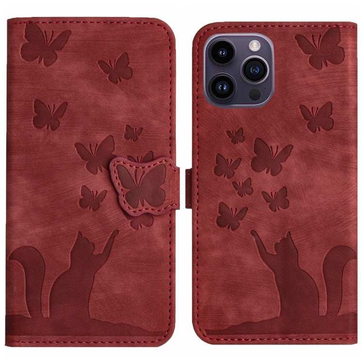 Butterfly Cat Embossing Flip Leather Phone Case