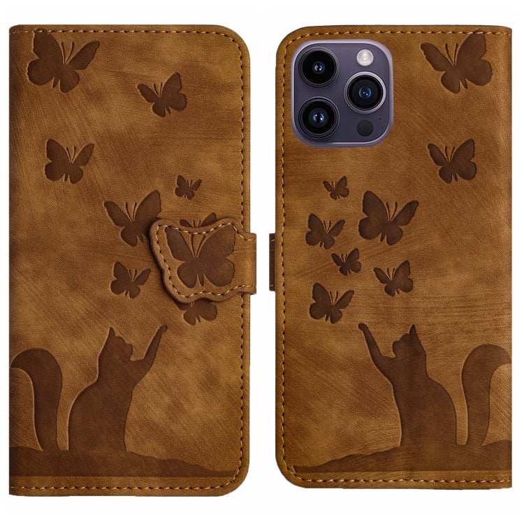 Butterfly Cat Embossing Flip Leather Phone Case