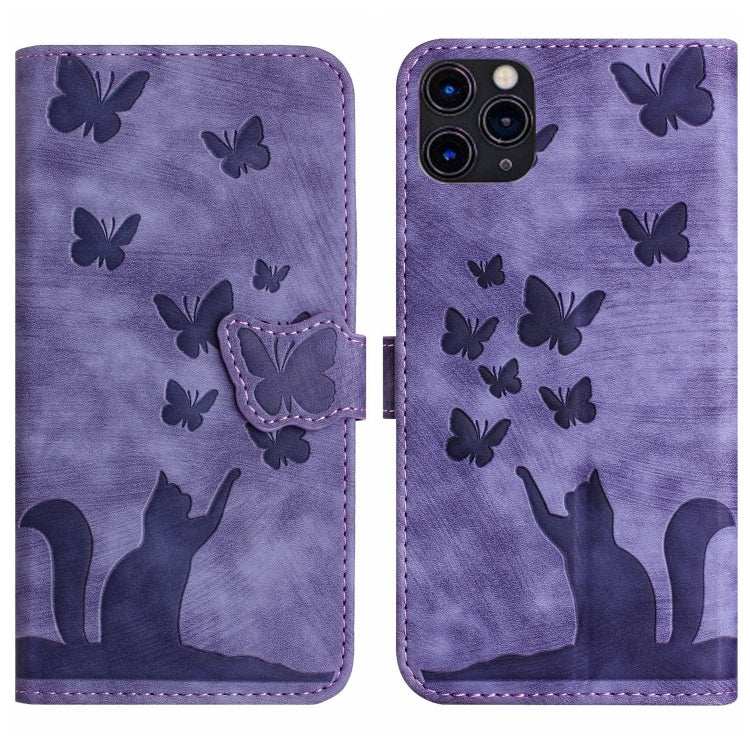 Butterfly Cat Embossing Flip Leather Phone Case