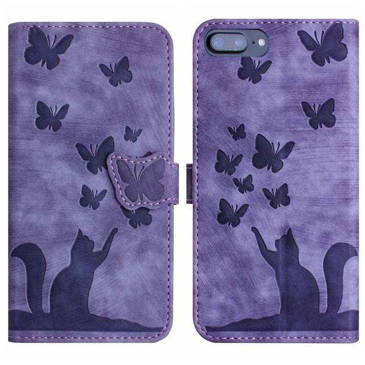 Butterfly Cat Embossing Flip Leather Phone Case