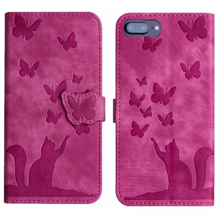 Butterfly Cat Embossing Flip Leather Phone Case