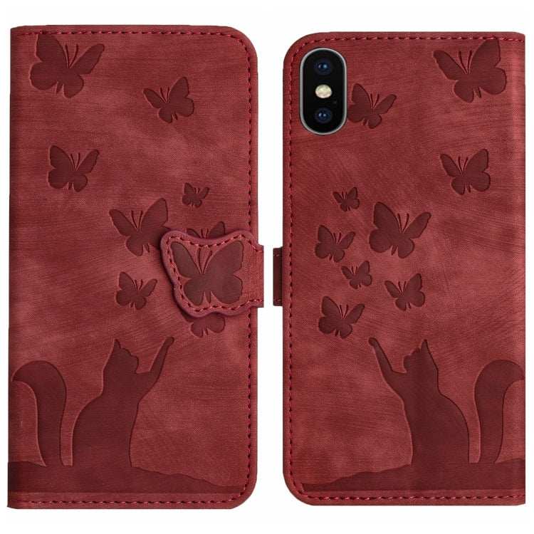 Butterfly Cat Embossing Flip Leather Phone Case