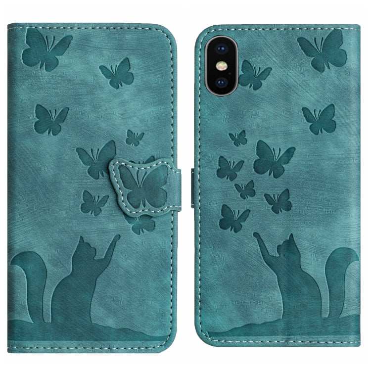 Butterfly Cat Embossing Flip Leather Phone Case