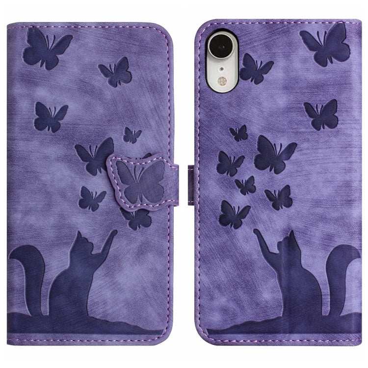 Butterfly Cat Embossing Flip Leather Phone Case