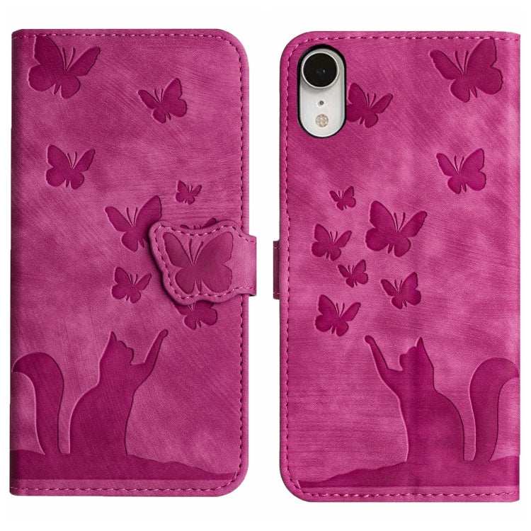 Butterfly Cat Embossing Flip Leather Phone Case