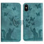 Butterfly Cat Embossing Flip Leather Phone Case
