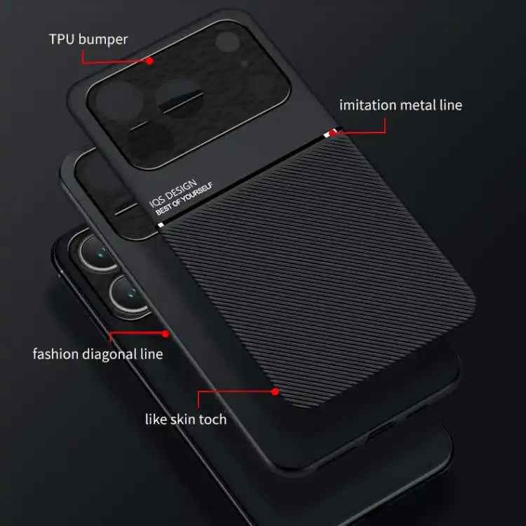 Classic Tilt Strip Grain Magnetic Shockproof PC + TPU Phone Case