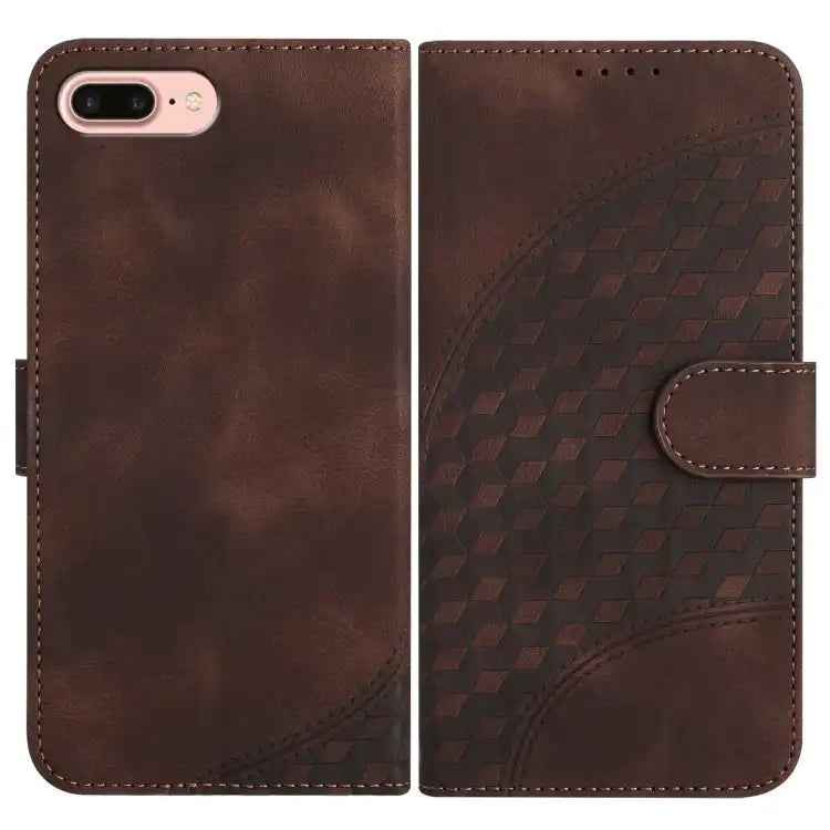 YX0060 Elephant Head Embossed Phone Leather Case with Lanyard