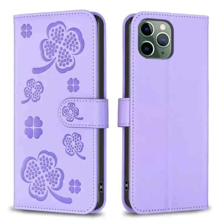 Four-leaf Embossed Leather Phone Case