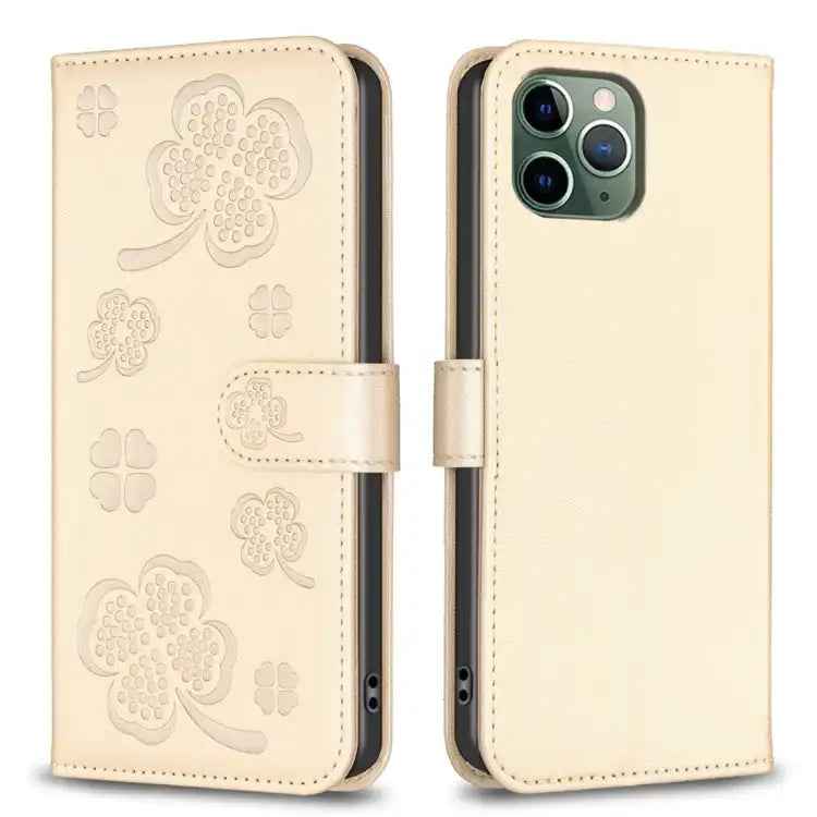 Four-leaf Embossed Leather Phone Case