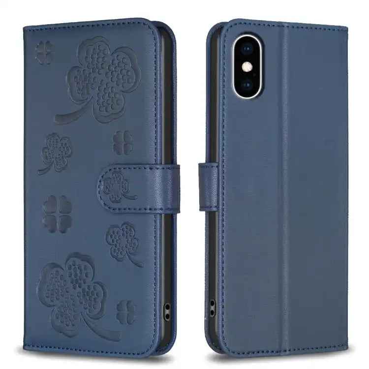 Four-leaf Embossed Leather Phone Case