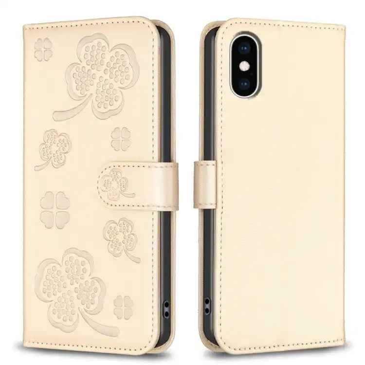 Four-leaf Embossed Leather Phone Case