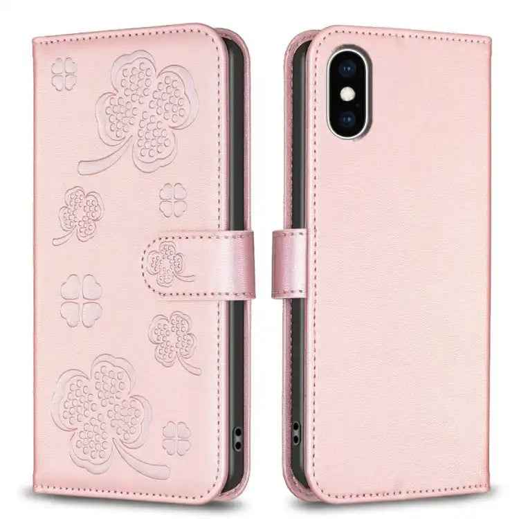 Four-leaf Embossed Leather Phone Case
