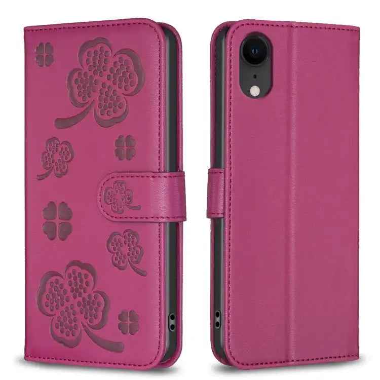 Four-leaf Embossed Leather Phone Case