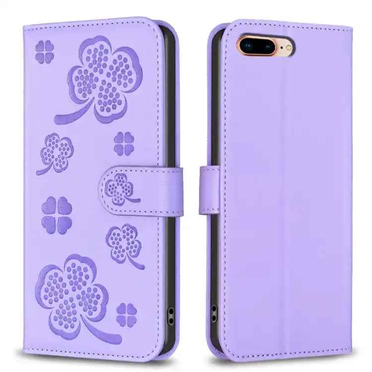 Four-leaf Embossed Leather Phone Case