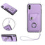 Organ Card Bag Ring Holder PU Phone Case with Lanyard
