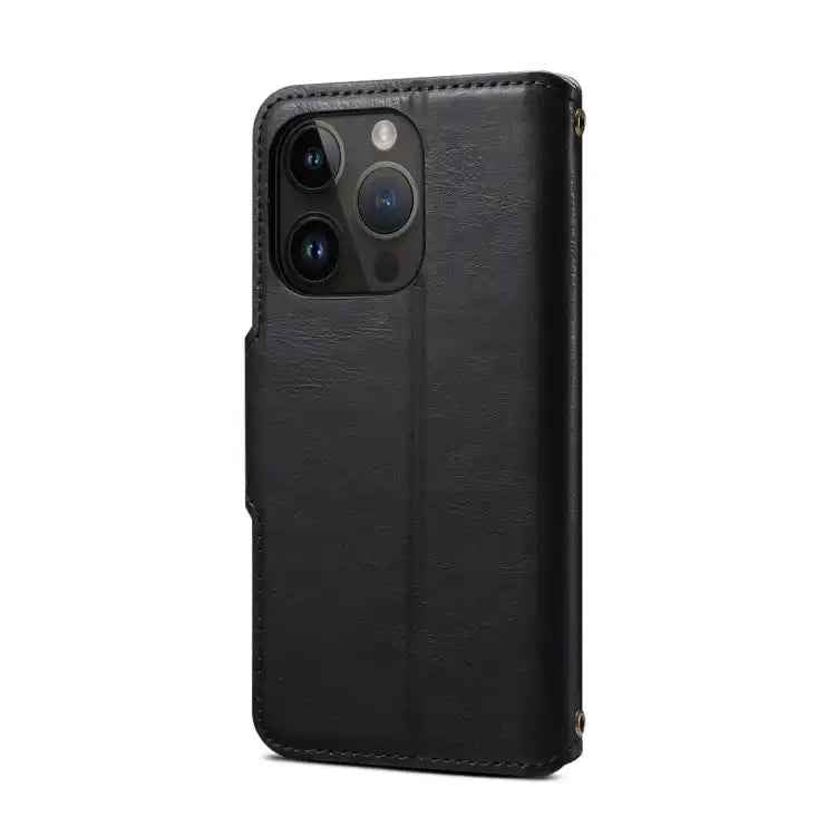 Denior Cowhide Texture Wallet Style Leather Phone Case