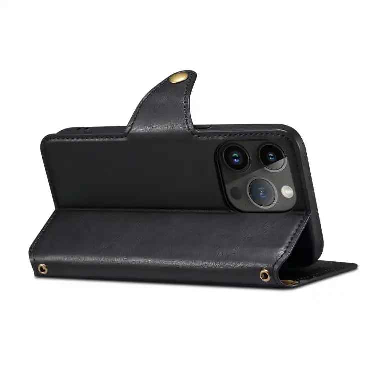 Denior Cowhide Texture Wallet Style Leather Phone Case