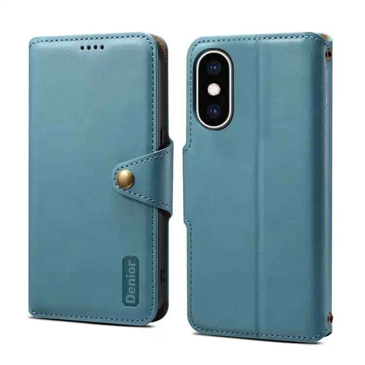 Denior Cowhide Texture Wallet Style Leather Phone Case