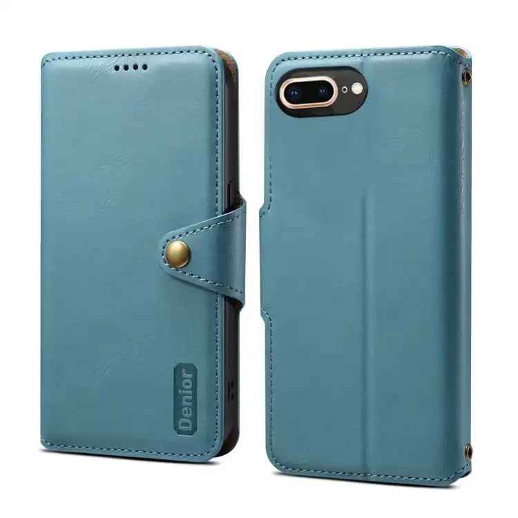 Denior Cowhide Texture Wallet Style Leather Phone Case