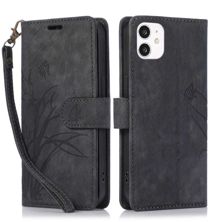 Orchid Butterfly Embossed Leather Phone Case