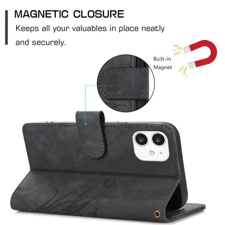 Orchid Butterfly Embossed Leather Phone Case