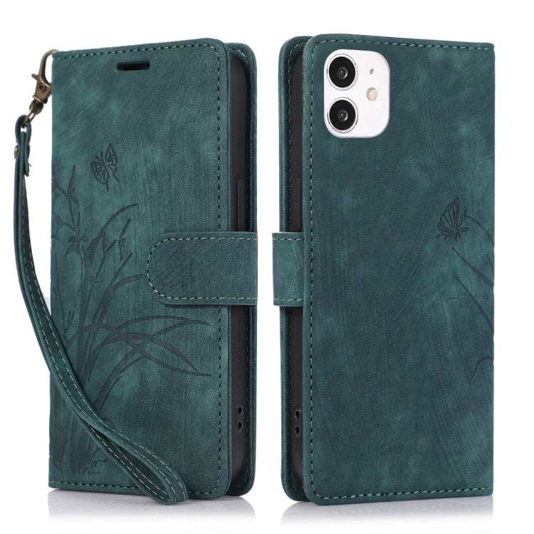 Orchid Butterfly Embossed Leather Phone Case
