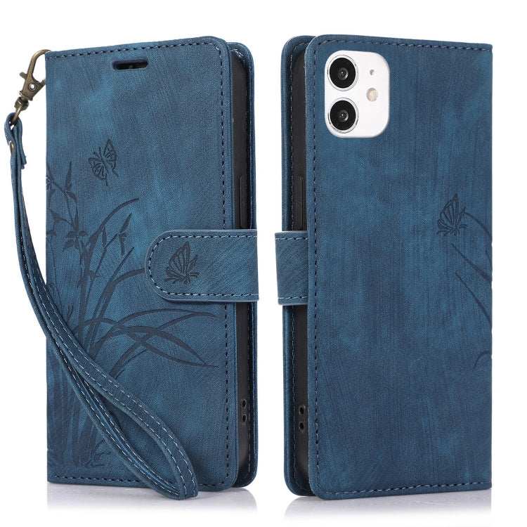 Orchid Butterfly Embossed Leather Phone Case