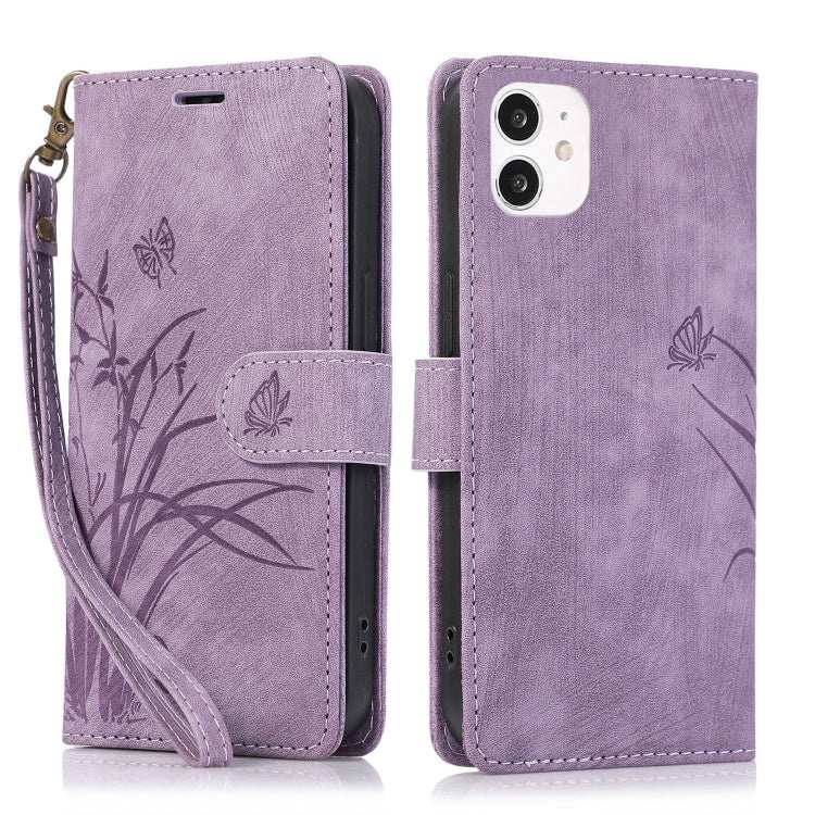 Orchid Butterfly Embossed Leather Phone Case