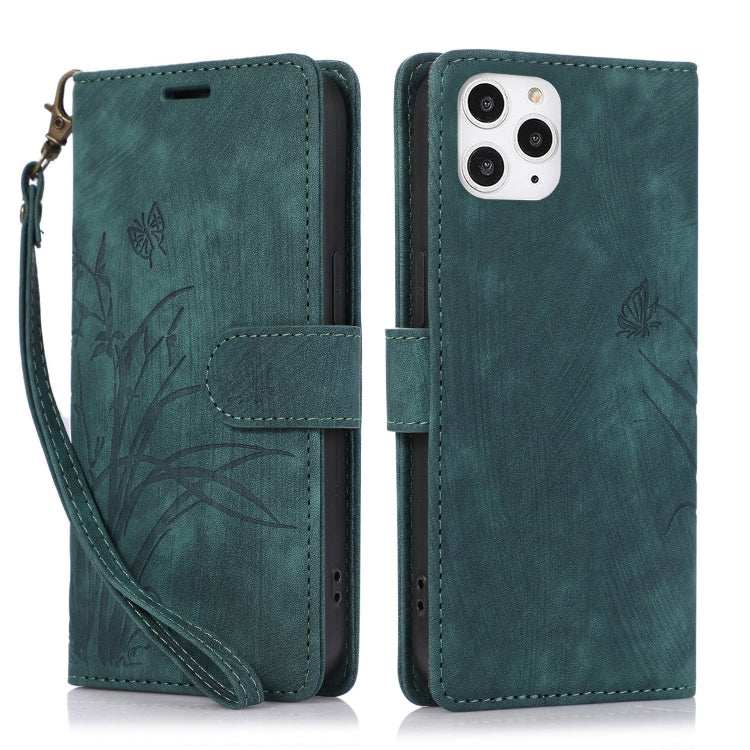 Orchid Butterfly Embossed Leather Phone Case