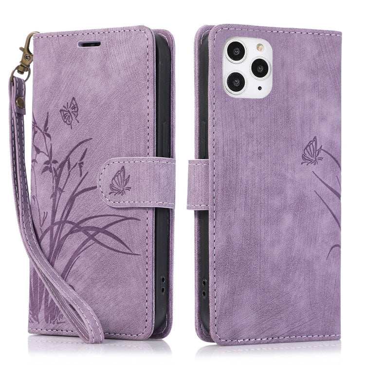 Orchid Butterfly Embossed Leather Phone Case