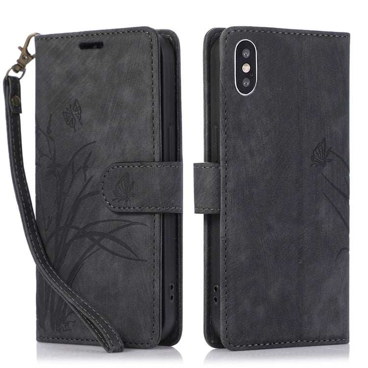 Orchid Butterfly Embossed Leather Phone Case